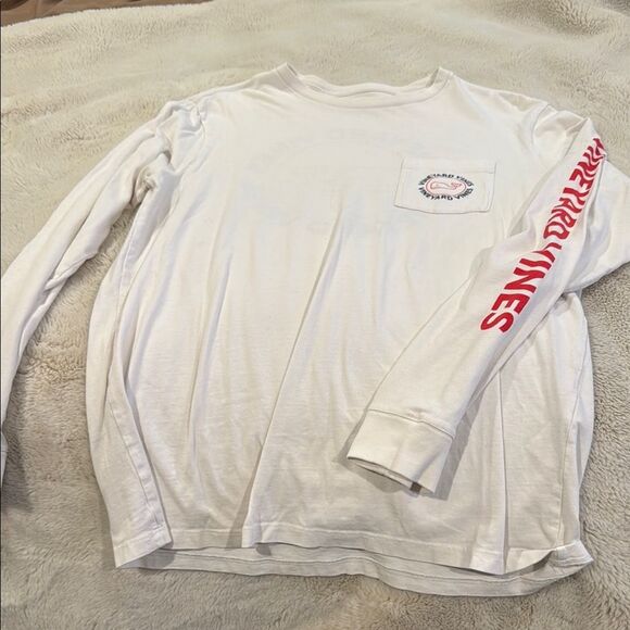 Vineyard Vines White and Red Long Sleeve Tee - Picture 1 of 3
